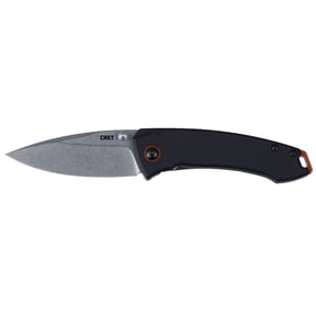 CRKT Tuna Compact Everyday Carry EDC Pocket Folding Knife with Frame Lock: Stainless Steel Plain Edge Blade, G10 Handle, Pocket Clip, 2522WM