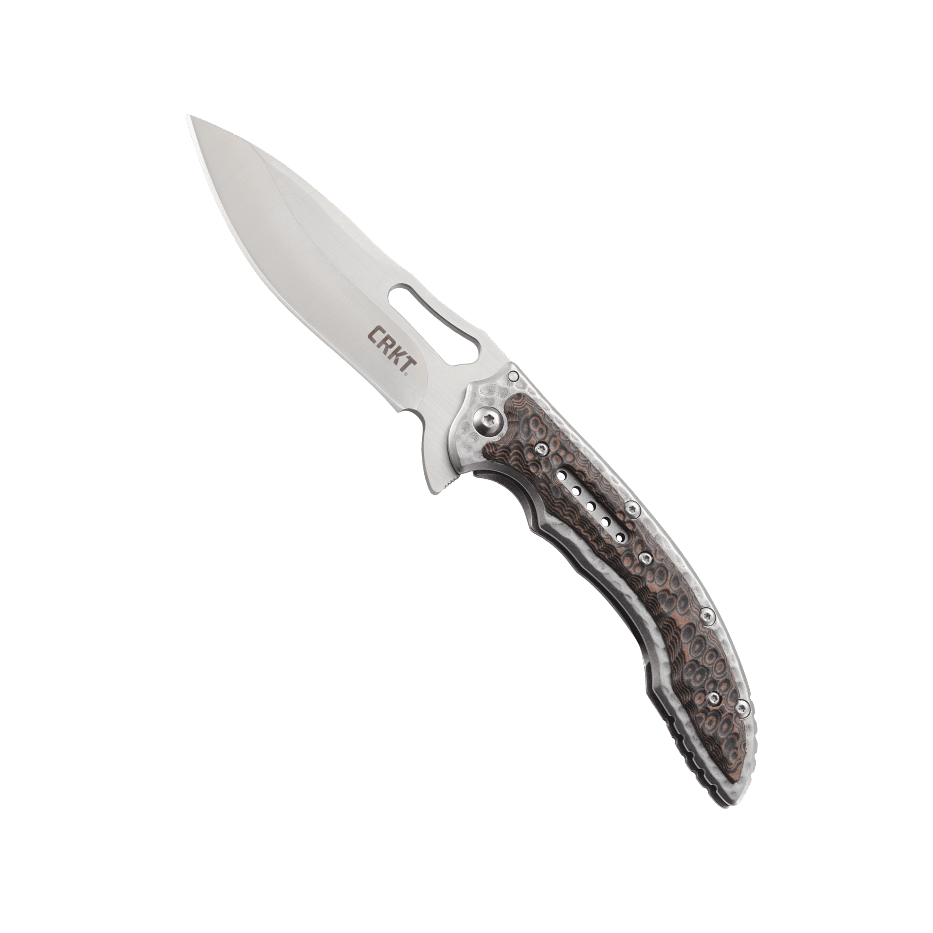 CRKT Fossil Folding Pocket Knife, 3.96" Satin Stainless Steel Blade, Frame Lock, EDC Knife with Textured Handle – Model 5470