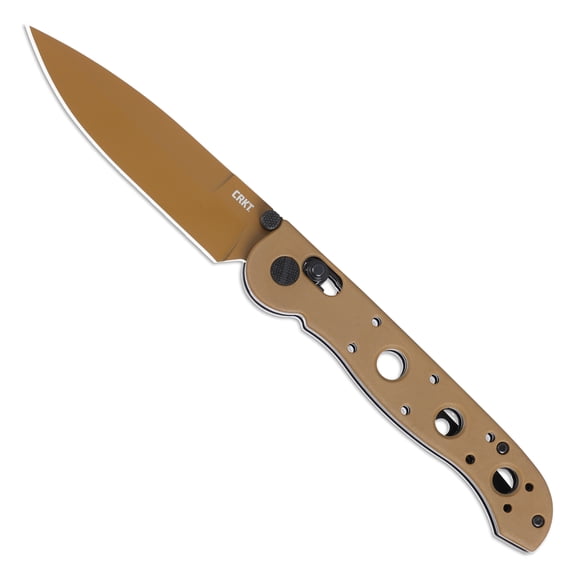 CRKT M16-03XD Everyday Carry Folding Knife with Crossbar Lock: D2 Steel Plain Edge Blade, Desert Tan Grivory Handle, Pocket Clip, M16-03XD