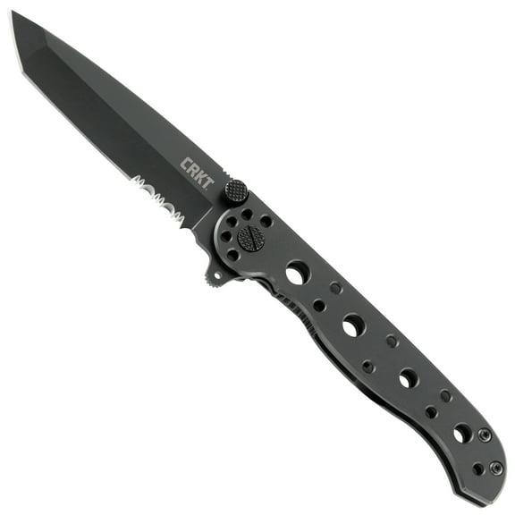 CRKT M16-10KS Folding Knife with Frame Lock: Stainless Steel Triple Point Serrations Blade, Stainless Steel Handle, Reversible Pocket Clip, M16-10KS
