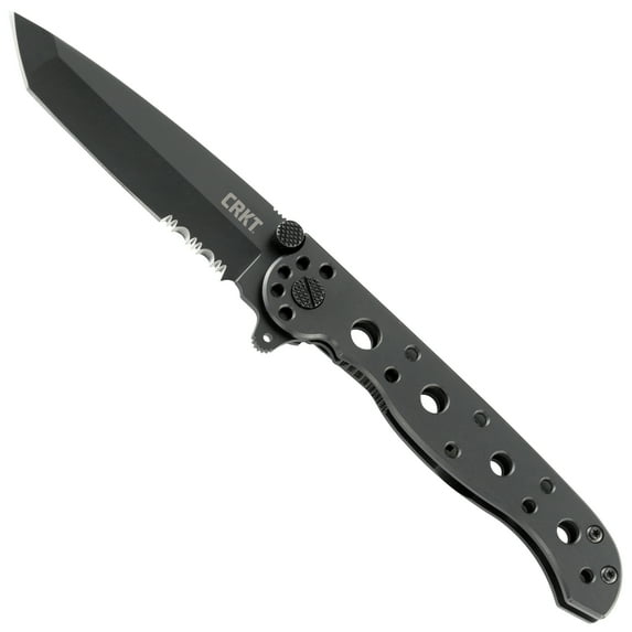 CRKT M16-10KS Folding Knife with Frame Lock: Stainless Steel Triple Point Serrations Blade, Stainless Steel Handle, Reversible Pocket Clip, M16-10KS