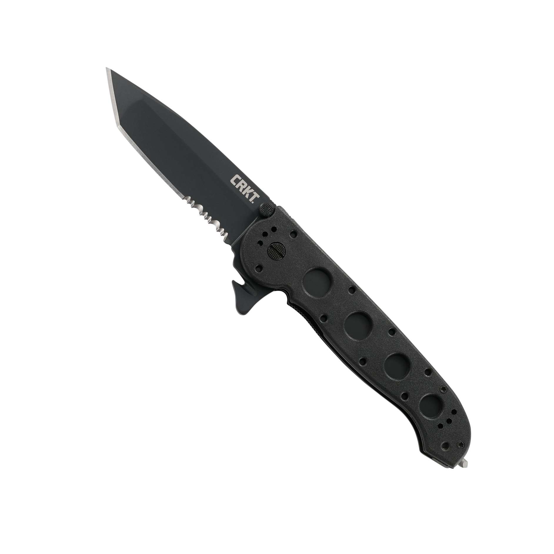 CRKT M16-14ZLEK Folding Knife with Liner Lock: AUS 8 Triple Point Serrations Blade, Glass-Reinforced Nylon Handle, Reversible Pocket Clip, M16-14ZLEK