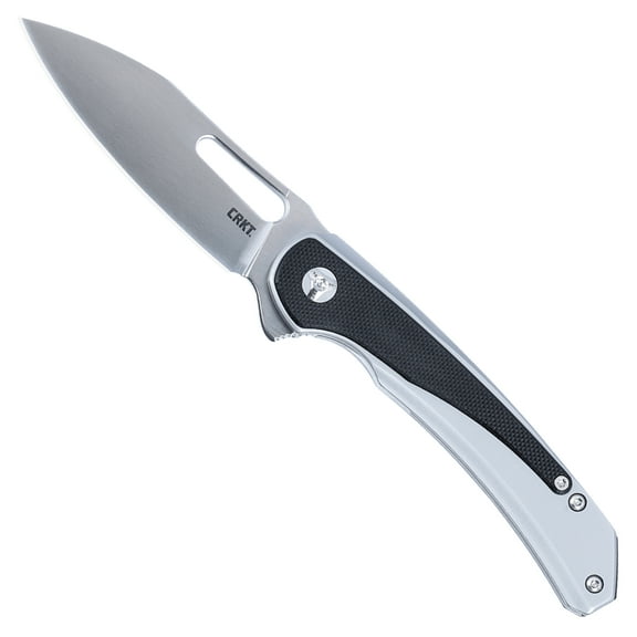 CRKT Padawan Everyday Carry EDC Pocket Folding Knife with Frame Lock: 14C28N Plain Edge Blade, Stainless Steel w/G10 Overlay Handle, Pocket Clip, 6075