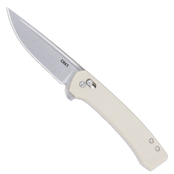 CRKT Q Compact Everyday Carry Folding Knife with Crossbar Lock: 14C28N Steel Plain Edge Blade, Sand Glass-Reinforced Nylon Handle, Pocket Clip, 7075S