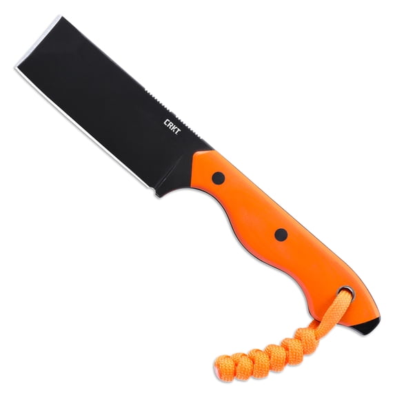 CRKT Razel Everyday Carry Fixed Blade Knife with Sheath: D2 Steel Plain Edge Blade, Orange G10 Handle, Molded Sheath, 4037ER