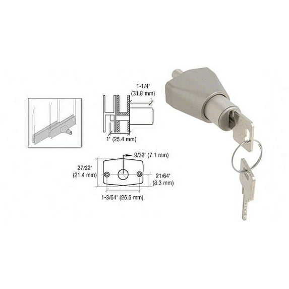 CRL 0911SCKA Satin Chrome Keyed Alike Sliding Door Lock