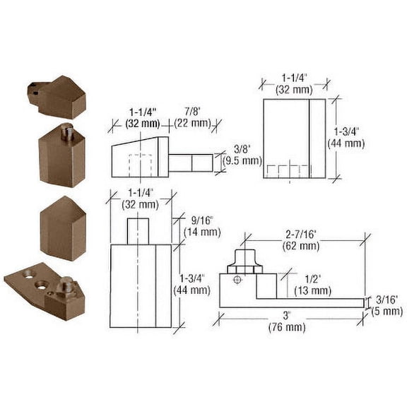 CRL 0P27NHDU Dark Bronze Offset Reversible Pivot Set Flush with Frame Face