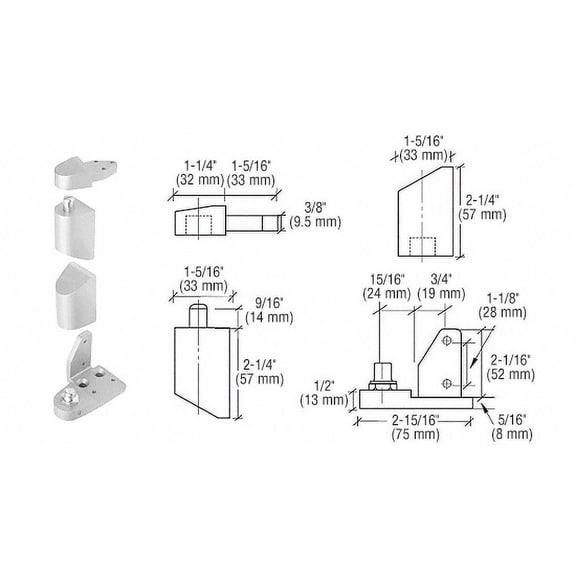 CRL 0P40RHA Aluminum Offset Right Hand Pivot Set with 1/8" Recess