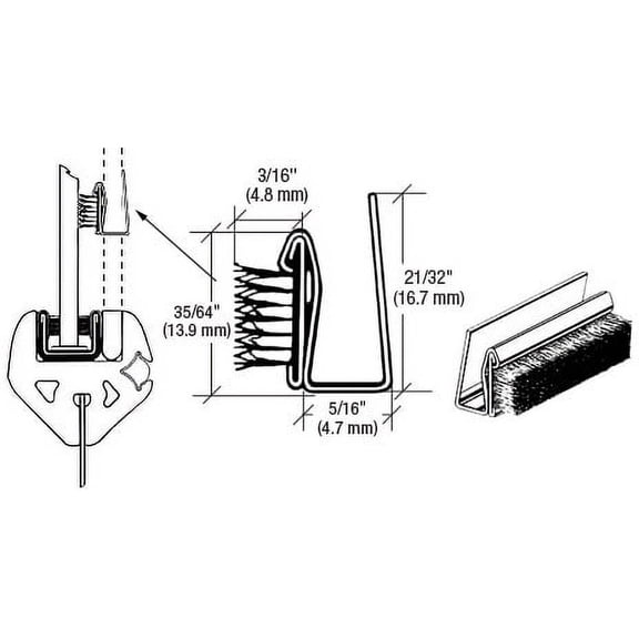 CRL 16M96 96" Rigid 5/16" x 21/32" Marine Glass Edge Seal Black