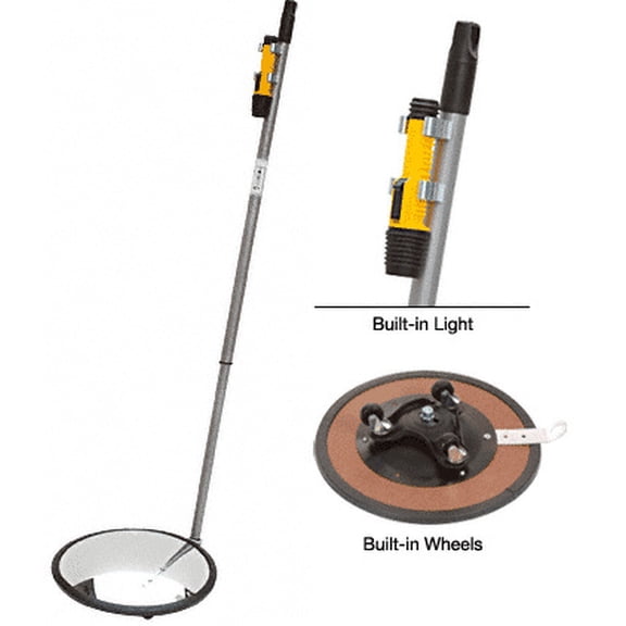 CRL 1MC12L 12" Convex Inspection Mirror with Wheels and Light