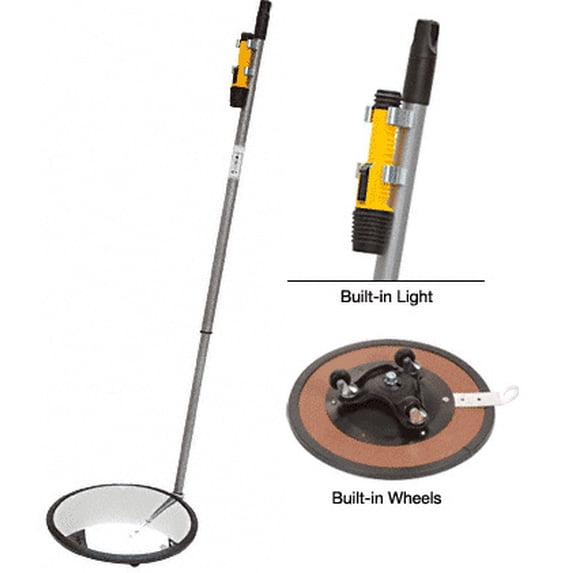 CRL 1MC12L 12" Convex Inspection Mirror with Wheels and Light