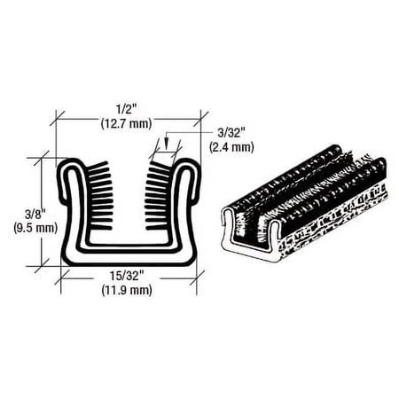 CRL 21116432061C 1/2" x 3/8" Unbeaded Flexible Glass Run Channel - 100' Roll Black
