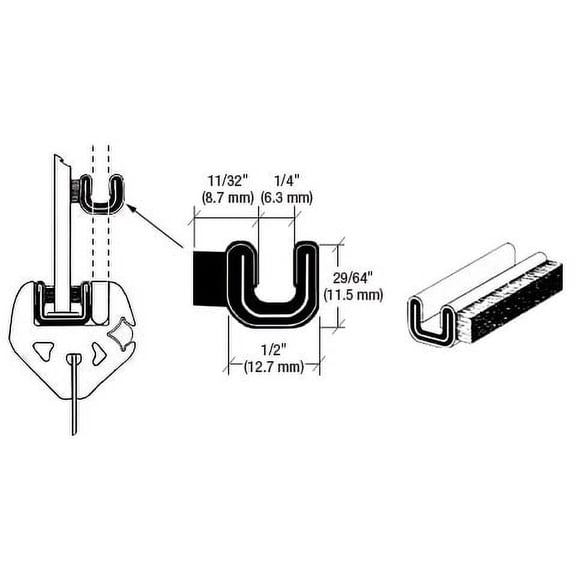 CRL 3K196 3K1 Rigid 96" Unbeaded Glass Edge Weatherstrip Black