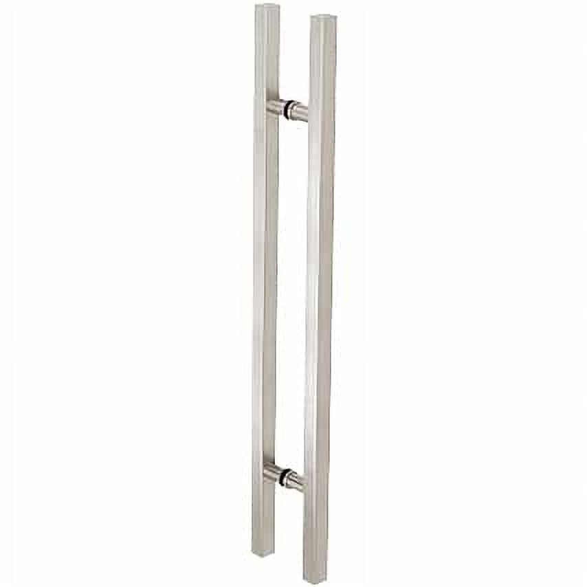 CRL 48SQRLPBS Brushed Stainless Glass Mounted Square Ladder Style Pull Handle with Round Mounting Posts - 48" Overall Length - image 1 of 2