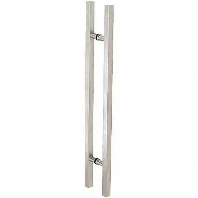 CRL 48SQRLPBS Brushed Stainless Glass Mounted Square Ladder Style Pull Handle with Round Mounting Posts - 48" Overall Length