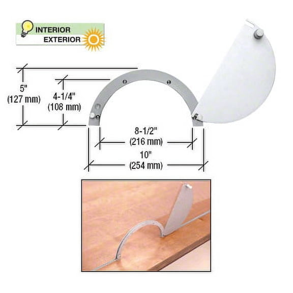 CRL 723A Satin Anodized Semicircular Design Ticket Window with 8-1/2" x 4-1/4" Opening