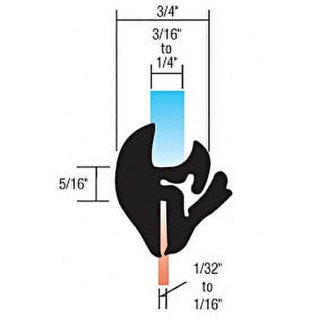 CRL AS1522 One-Piece Self-Sealing Universal Weatherstrip 1/32" to 1/16" Panel - 3/16" to 1/4" Glass