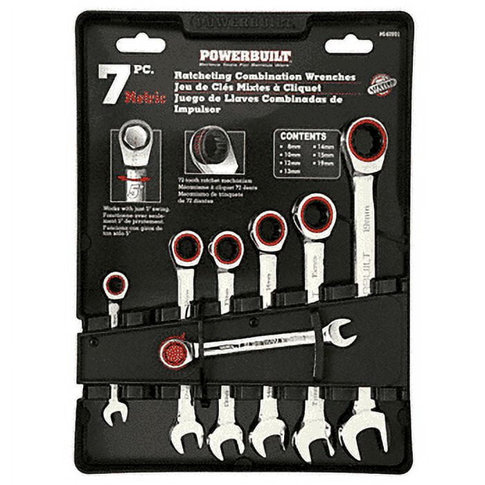 CRL AT640991 7Piece Metric Ratcheting Combination Wrench Set