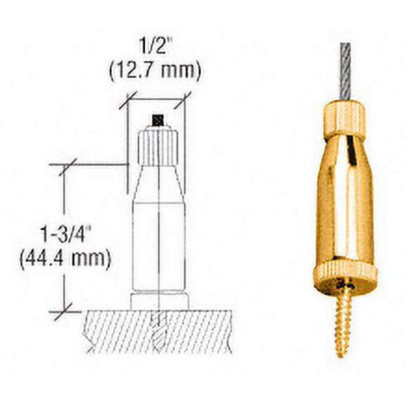 CRL CB90 Gold Plated Long Round Floor Base Fitting for Cable Display System
