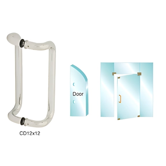 CRL CD12X12BS Brushed Stainless 12" Glass Mounted Offset Pull Handle