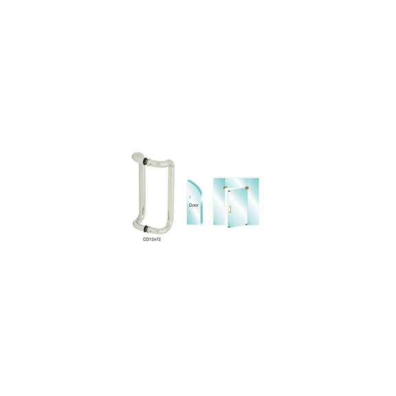 CRL CD12X12BS Brushed Stainless 12" Glass Mounted Offset Pull Handle