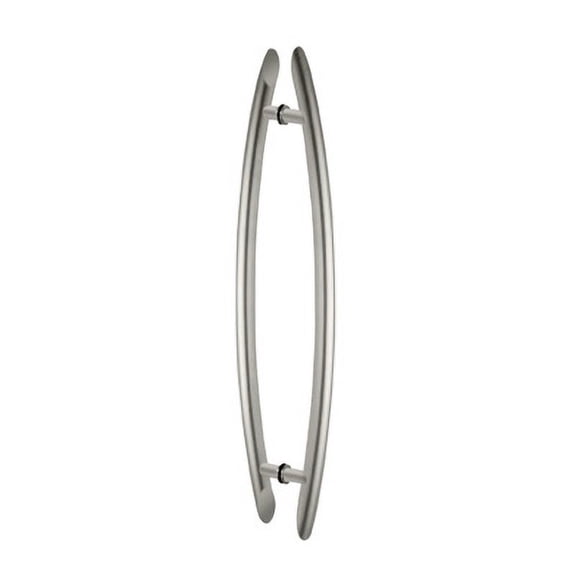 CRL CE18X18BS Brushed Stainless 18" Glass Mounted Crescent End-Mount Back-to-Back Pull Handle