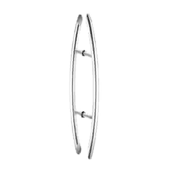 CRL CH18X18PS Polished Stainless Glass Mounted Crescent Mid-Mount Back-to-Back Pull Handle - 18" (457 mm)
