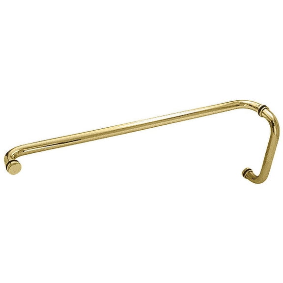 CRL CM10X28BR Polished Brass 10" x 28" Back-to-Back Straight Combination Push and Pull Handle Set