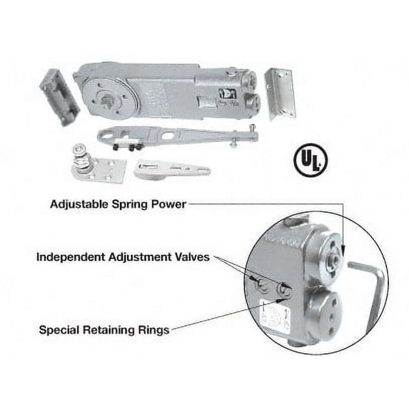 CRL CRL8770S 105 Hold Open Adjustable Spring Power Overhead Concealed Door Closer S-Package