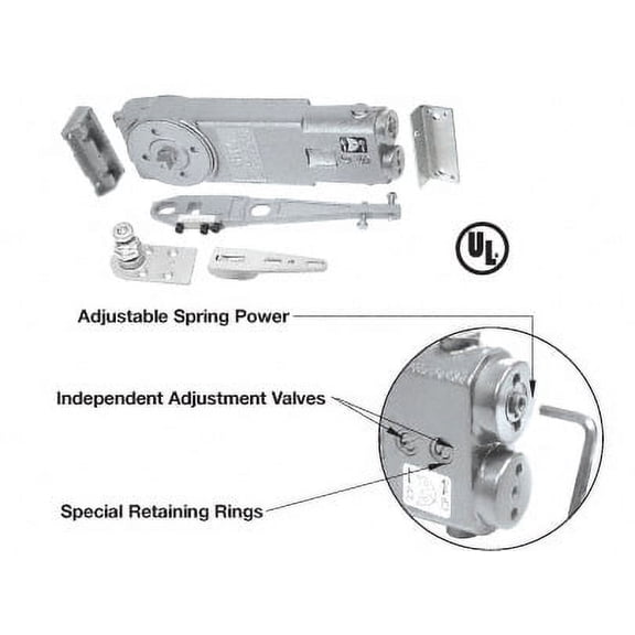 CRL CRL8770S 105 Hold Open Adjustable Spring Power Overhead Concealed Door Closer S-Package