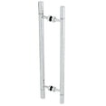 thumbnail image 1 of CRL CT18X18PS Polished Stainless 25" Overall Length Glass Mounted Back-to-Back Ladder Style Pull Handle with Undercut Accent Rings, 1 of 4