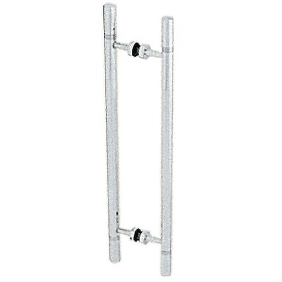 CRL CT18X18PS Polished Stainless 25" Overall Length Glass Mounted Back-to-Back Ladder Style Pull Handle with Undercut Accent Rings