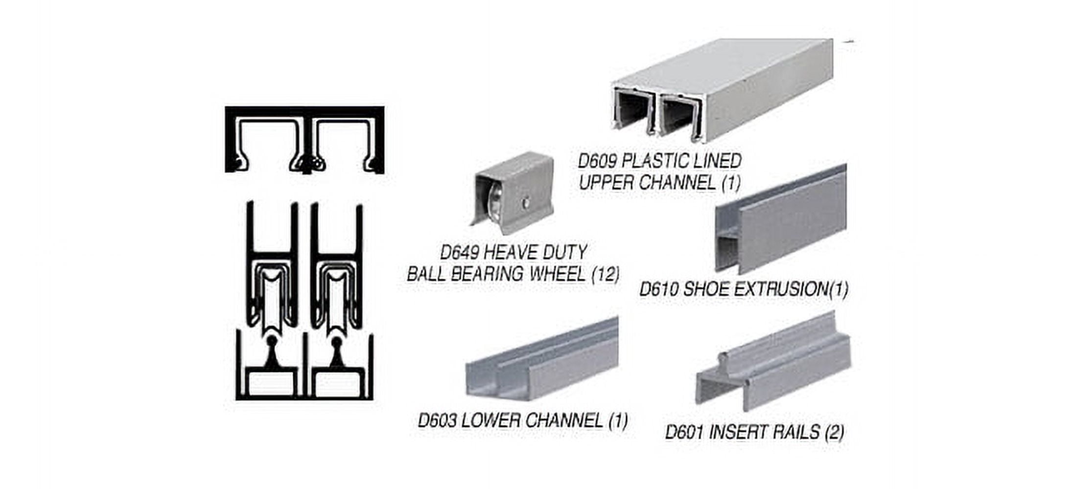 CRL D2300ABB Satin Anodized Deluxe Track Assembly With D609 Upper and ...