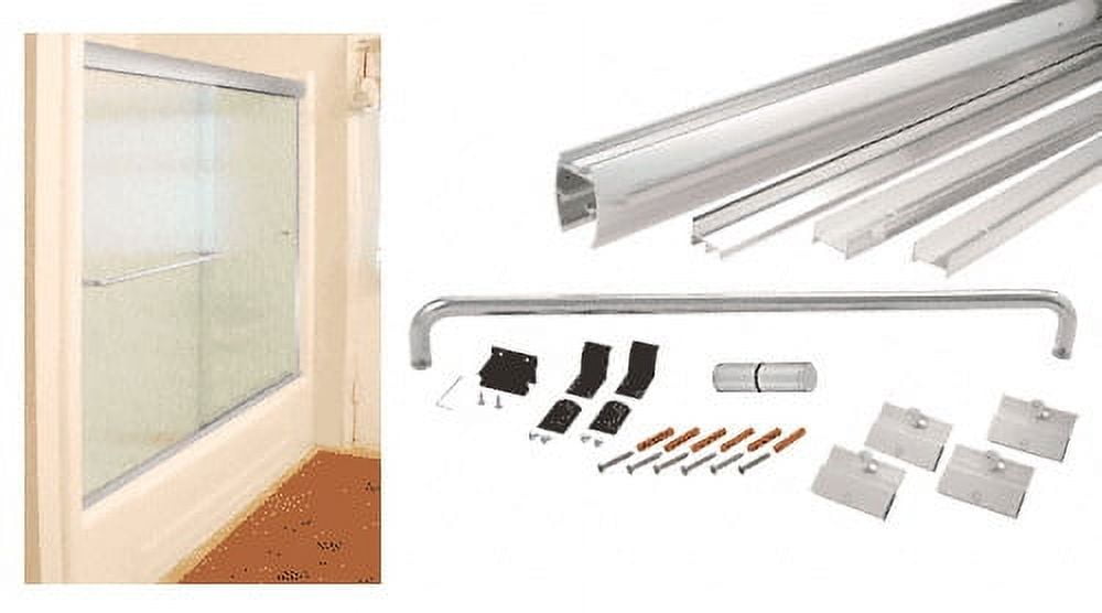 Brite Anodized Aluminum Sliding Shower Door Kit with Metal Jambs