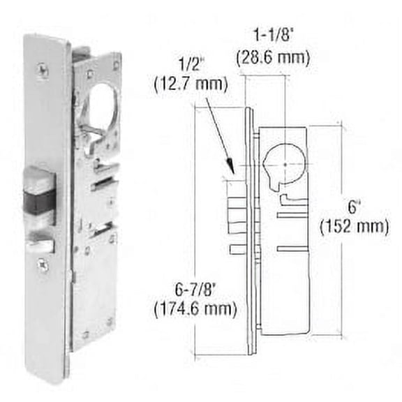 CRL DL2140BLH 1-1/8" Backset Narrow Stile Left Hand Deadlatch Lock Aluminum