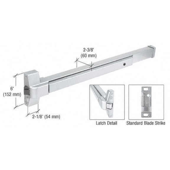 CRL DL950A Satin Anodized Touch Bar Rim Panic Exit Device