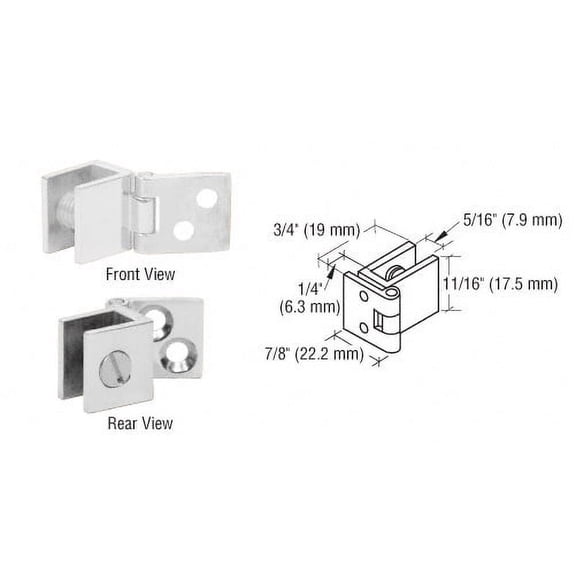 CRL EH176 Chrome Small Wall Mount Hinges - pack of 2