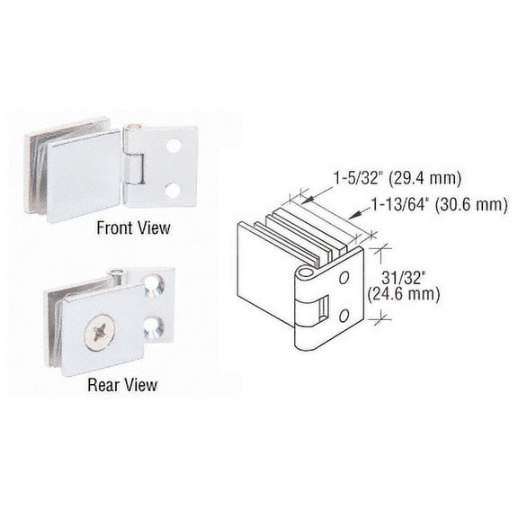 CRL EH262 Chrome Single Wall-to-Glass Hinges - pack of 2