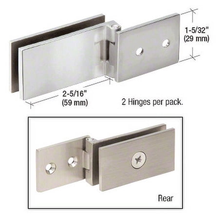 CRL EH84 Polished Chrome Light Duty Frameless Cabinet Door Hinge - Square Corner Style - pack of 2