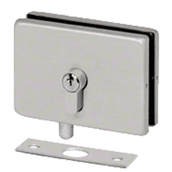 CRL EUR680BS Brushed Stainless European EUR Series Glass Mounted Patch Lock With Keeper Plate