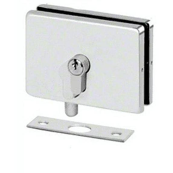 CRL EUR680PS Polished Stainless European EUR Series Glass Mounted Patch Lock With Keeper Plate