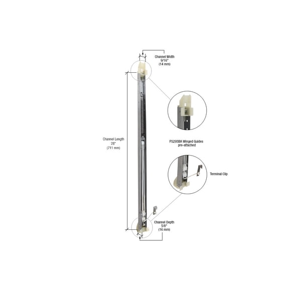 CRL FA2720GW 2720 Window Channel Balance with FS293BA Guides Attached