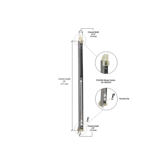 CRL FA2730GW 2730 Window Channel Balance with FS293BA Guides Attached