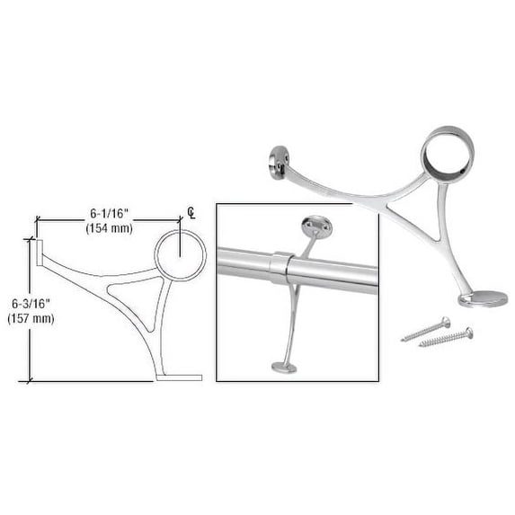 CRL FRCB15PS Polished Stainless Combination Foot Railing Bracket for 1-1/2" Tubing