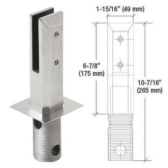 CRL FWCS10BS 316 Brushed Stainless Steel Finish Core Mount Friction Fit Square Spigot