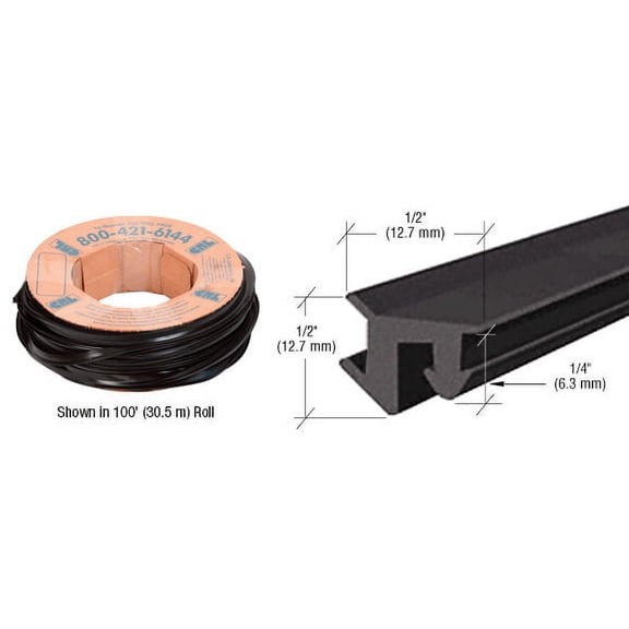 CRL GG12100 1/2" Roll-in EPDM Gasket for Sidelite Rails Weather Stripping - 100' Roll