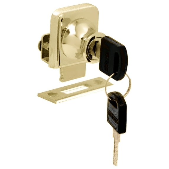 CRL LK44KA Gold Plated Lock for 1/4" Cabinet Glass Door - Keyed Alike
