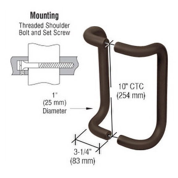 CRL M21741010B 10" Dark Bronze Offset Pull Handles Back-to-Back