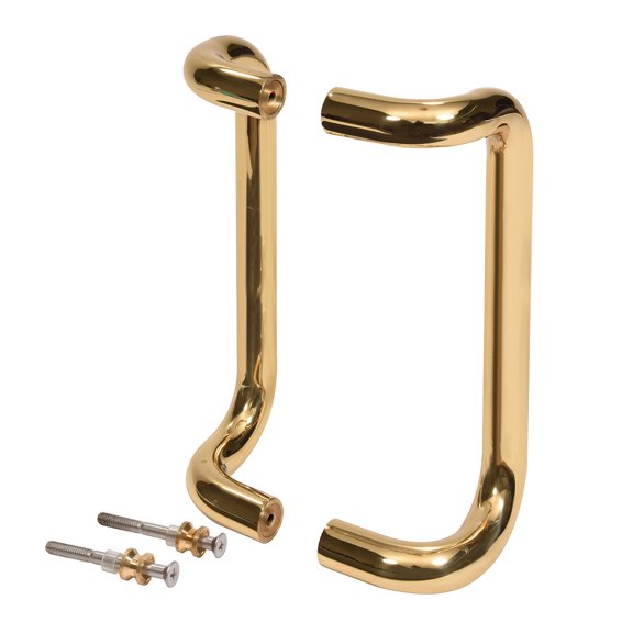 CRL M2174103 10" Polished Brass Offset Pull Handles Back-to-Back