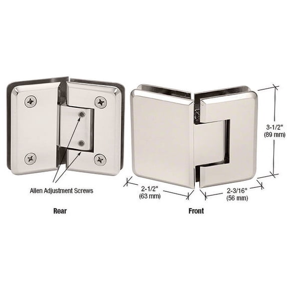 CRL P1N345PN Polished Nickel Pinnacle 345 Series Adjustable 135 Degree Glass-to-Glass Hinge